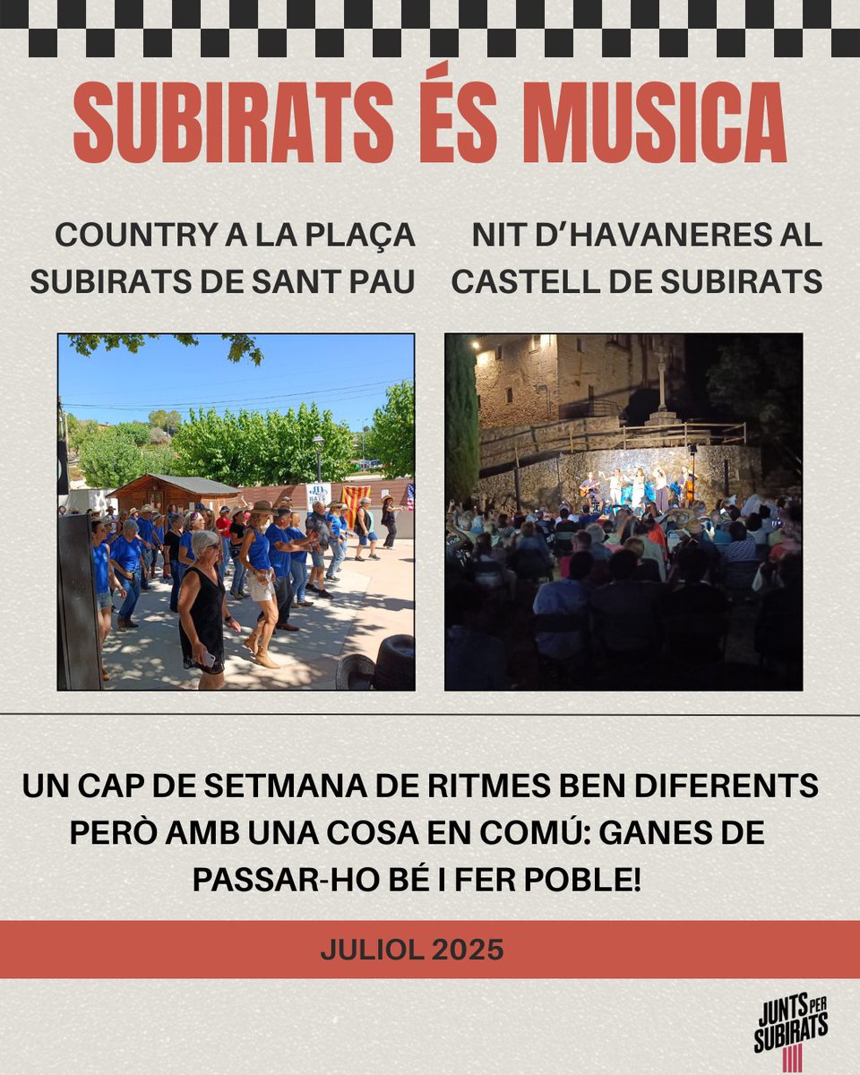 Qui diu que el country i les havaneres no lliguen? 🎶
Divendres amb <a href="/lesanxovetes/">Les Anxovetes</a>  i rom cremat amb l'Associació del Castell de Subirats, i diumenge country a la Plaça Subirats amb Hats Country.
Estils diferents, mateix bon rotllo! #SantPauDOrdal #EstiuAmbRitme