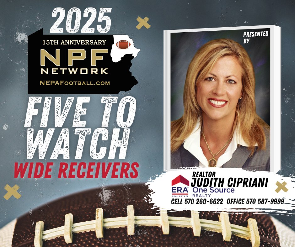2025 Five To Watch presented by Realtor Judith Cipriani of ERA One Source Realty. Today, we reveal the wide receivers.
nepafootball.com/2025-five-to-w…
<a href="/DallasMountsFB/">Dallas Mountaineers Football</a> <a href="/WyomingAreaAthl/">Wyoming Area Athletics</a> <a href="/dvwarriorfb/">Warrior Football</a> <a href="/BDFN_OldForge/">Blue Devil Football Network</a> <a href="/NorthPoconoSD/">North Pocono School District</a> <a href="/WestInvaders/">West Scranton Invader Athletics</a>