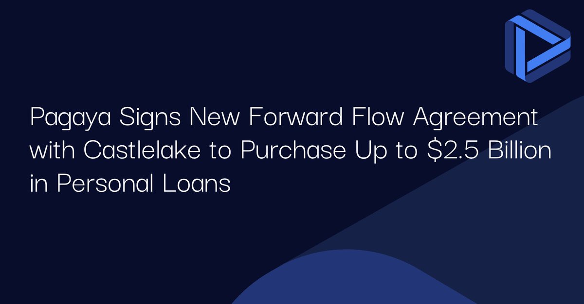 We have expanded our forward flow partnership with Castlelake, with a new agreement to purchase up to $2.5B in personal loan assets over the next 16 months—more than doubling the size of our initial program.

Read more: investor.pagaya.com/news-releases/…

#PrivateCredit #Lending #fintech