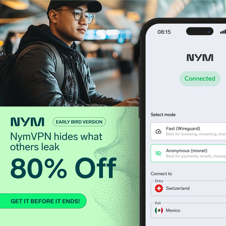 nym's tweet photo. 🐣 There is still time to be an Early Bird  
🌀80% off NymVPN! 
🐞You might hit some bugs or connection drops
💸 That’s why it’s only $2.59/month - the lowest it’ll ever be
$BTC $XMR $USDT $ZEC $LTC Accepted
https://t.co/yyxjrIzNgi https://t.co/Xv6q29MwfY