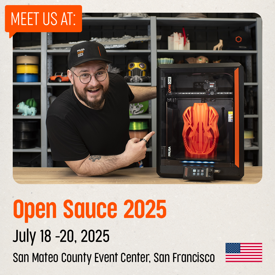 Prusa3D's tweet image. Open Sauce 2025 starts in just a few days! 🤖 We’re super happy to support and take part in this unique gathering of inspiring people that love building things as much as we do. There’s a lot to look forward to: 150 of the world's top creators, 500+ interactive exhibits, 60+…