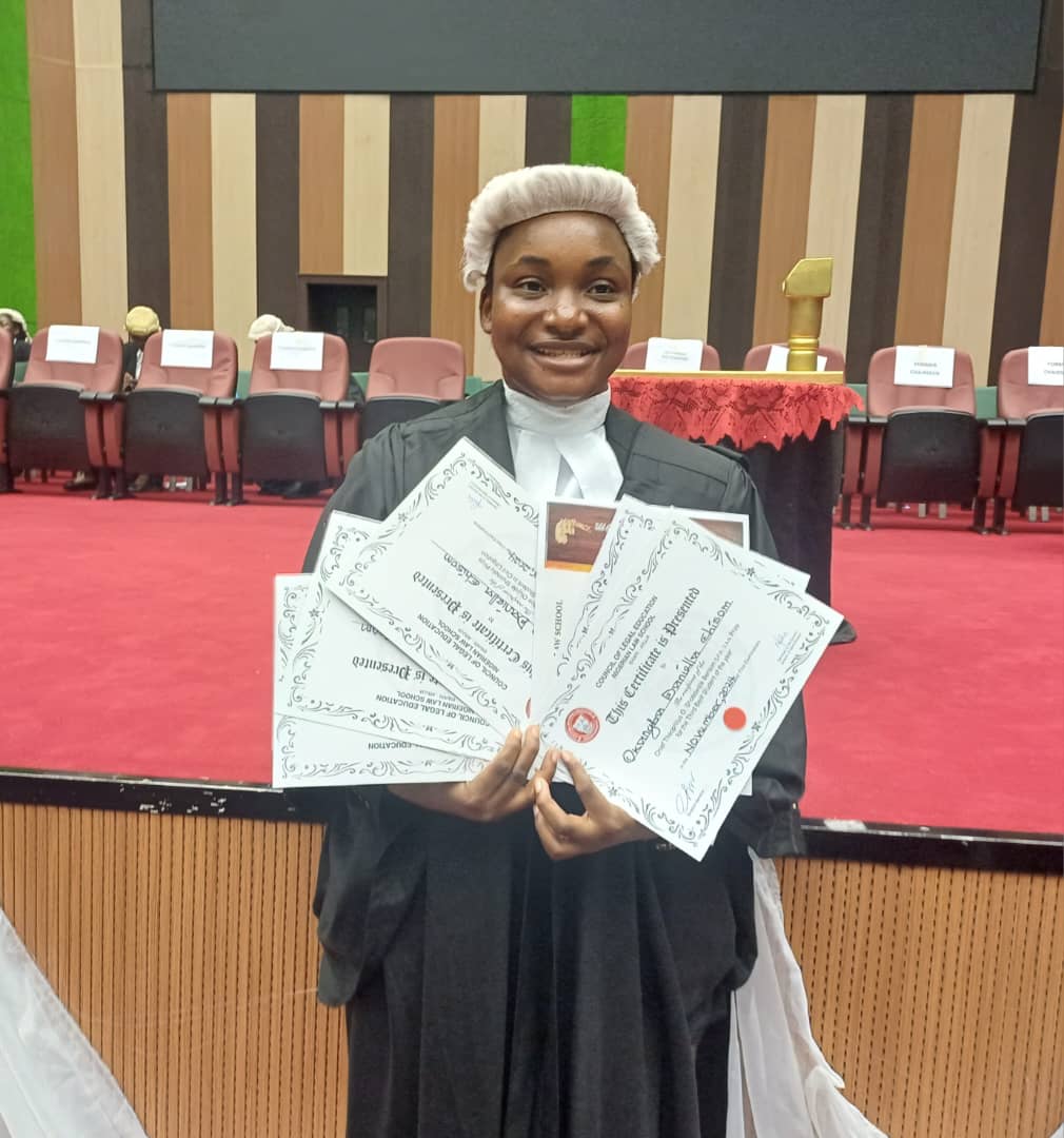 Babcock University Graduate Wins 5 Awards at Nigerian Law School

Daniella Okangba, a 2023 Law graduate of Babcock University, has emerged as a standout student at the Nigerian Law School, Abuja. She graduated with a first-class degree and five prestig... facebook.com/share/p/16guqZ…