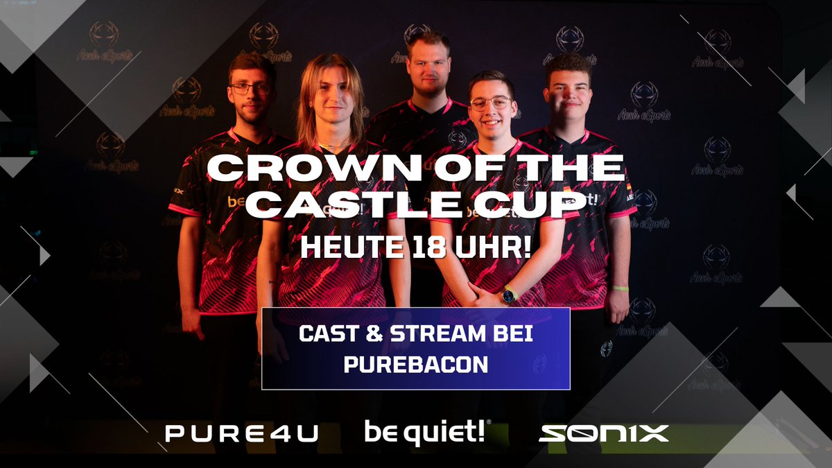 Es ist wieder soweit, heute 18 Uhr geht der "crown of the castle cup" wieder los!
Ihr könnt das ganze wie gewohnt verfolgen: m.twitch.tv/aesir_esports/…
Gecastet wird von <a href="/PureBacoN_/">PureBacoN</a> 
#aesirfamily #rocketleague #sponsored <a href="/Pure_4u/">PURE4U</a>  <a href="/bequietofficial/">be quiet!</a> <a href="/sonixapp/">SONIX</a>