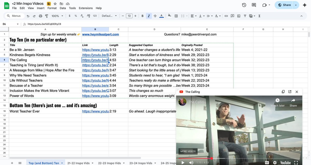 TCEA's tweet image. Looking for some inspo to send to your staff all year? Or use for inservice? Check out this 150+ videos created by Mike Alpert. He's been sending these out to his teachers for 4 years now.
buff.ly/tyGl1r2
#leadership #edleaders #schoolleaders #edutwitter #cpchat