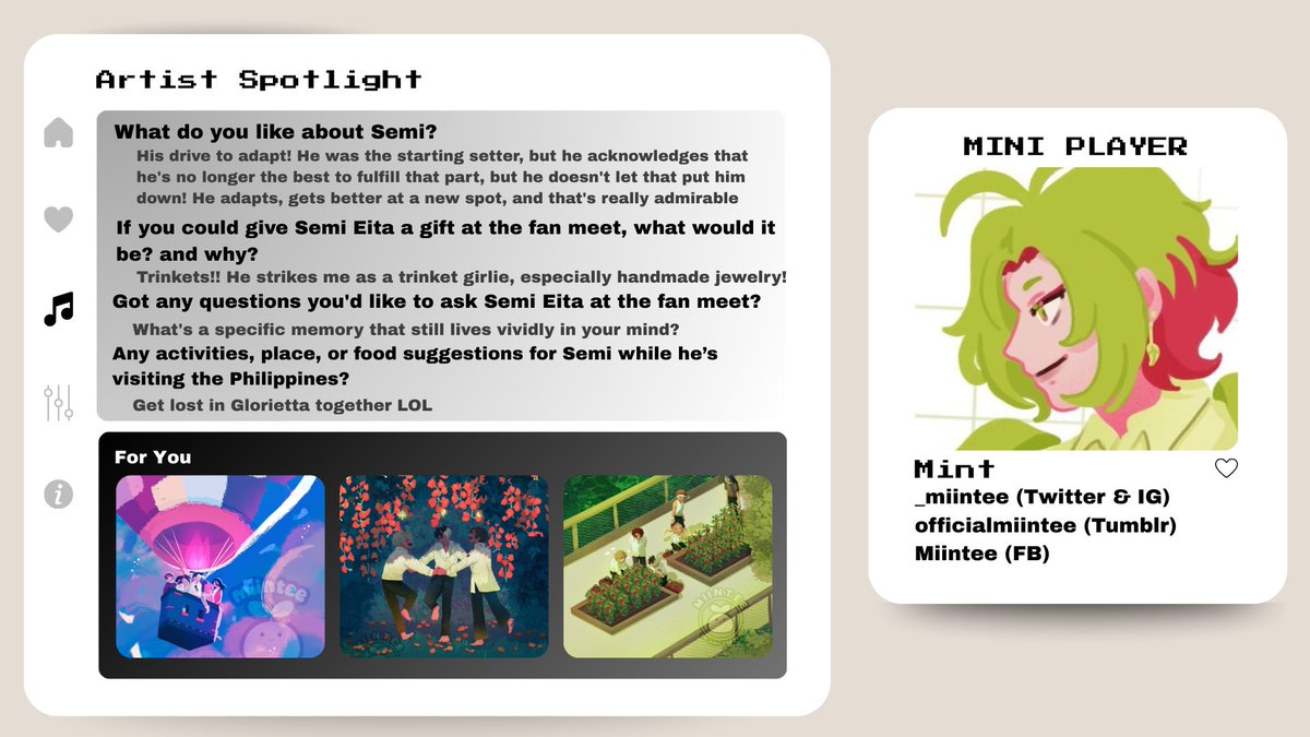 semieitacse's tweet image. ☆ Artist Spotlight: Mint
Dim the lights and cue the flair, our next artist takes center stage! @_miintee will give us a glimpse into the quiet in-between of Semi’s career, following the magic of his music! ☆
#SetTheStageSemiCSE