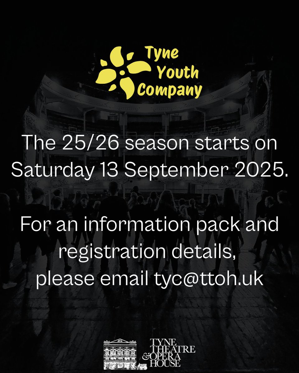 TyneOperaHouse's tweet image. Tyne Youth Company relaunches this September for 7-17 year olds of all abilities to develop skills in acting, dancing and singing. Members will also have the opportunity to perform on our iconic stage 🎭
Find out more: bit.ly/TyneYouth ℹ️