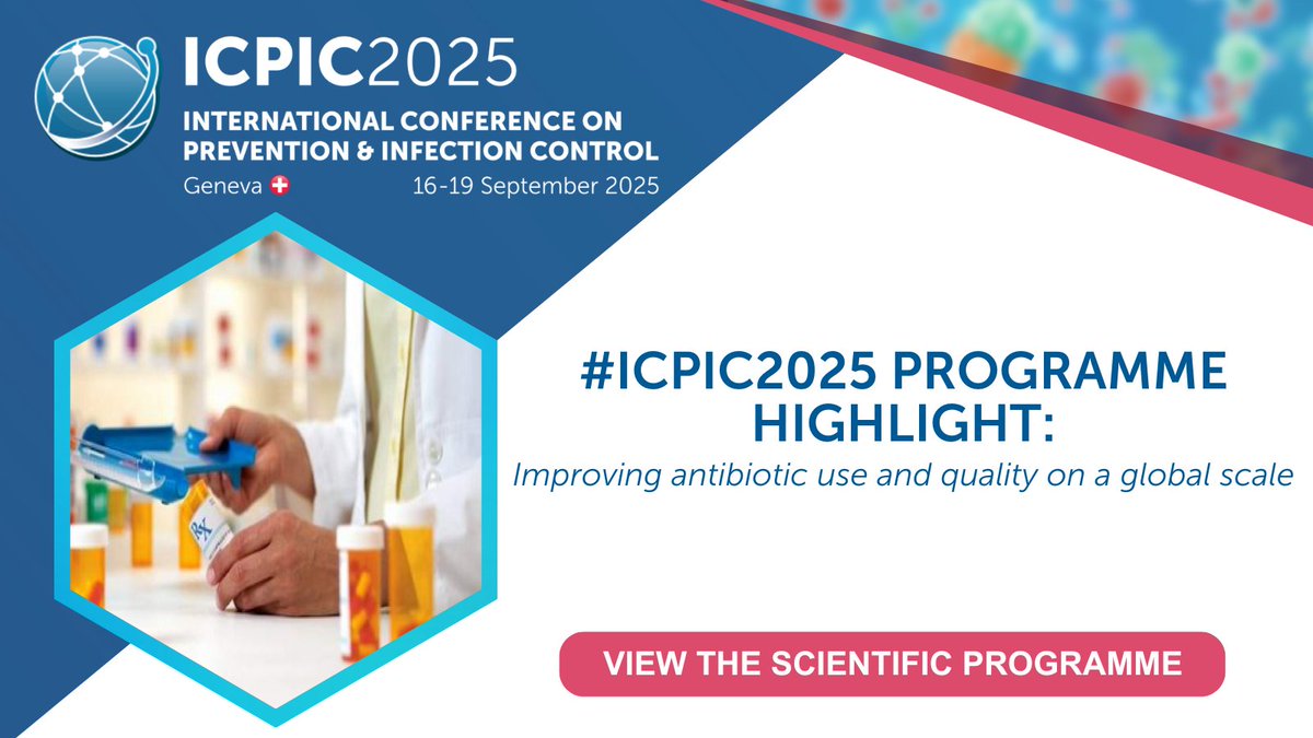 #ICPIC2025 Programme highlight: Improving antibiotic use and quality on a global scale. 🦠

Speakers: Benedikt Huttner, Alix Miauton, Jeroen Schouten and Julia Bielicki.

➡️ View the scientific programme: tinyurl.com/ICPIC-2025-Pro…