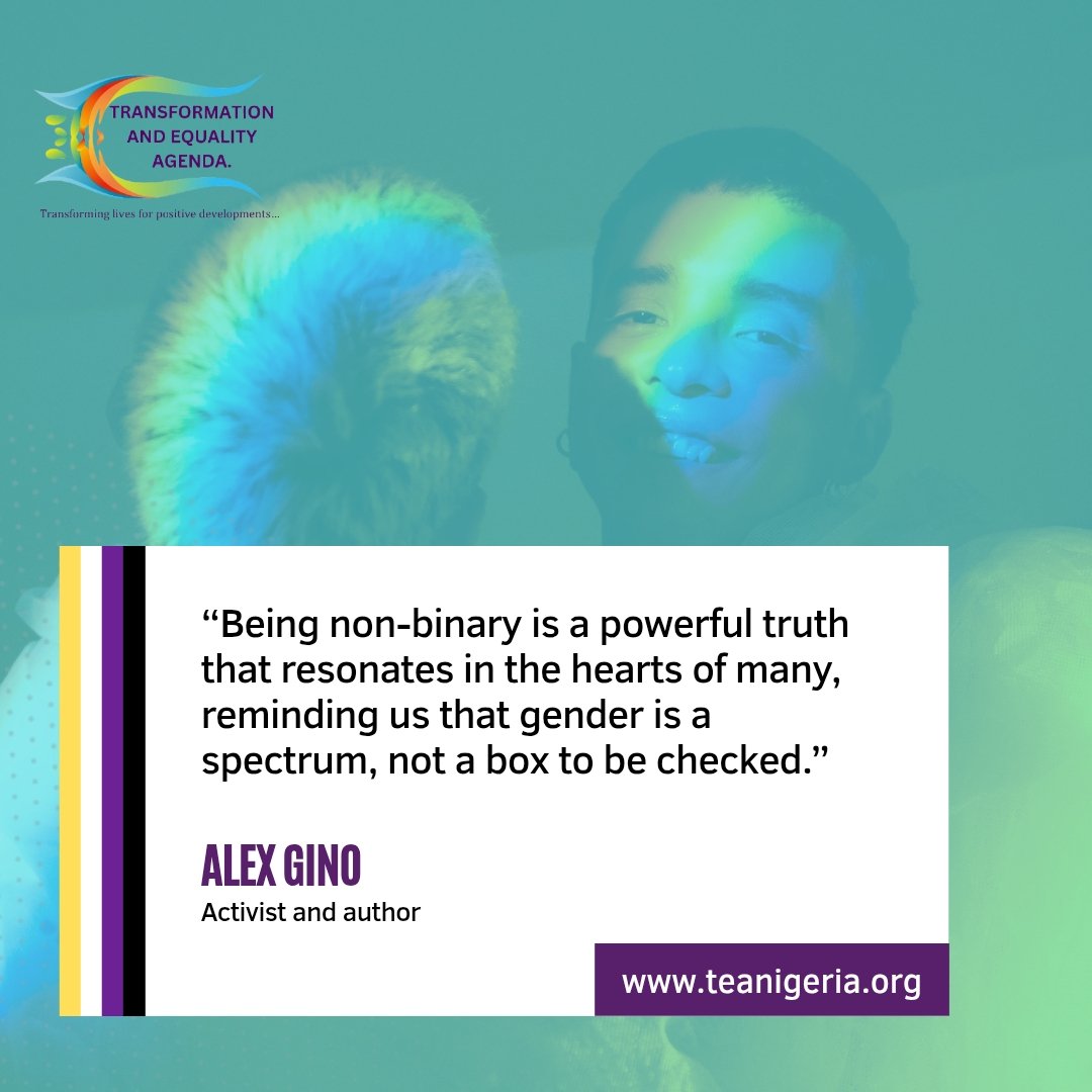 tea_nigeria's tweet photo. Today is #InternationalNonBinaryPeoplesDay 💛🏳️⚧️
A reminder that gender isn’t a box to be checked — it’s a spectrum to be respected. 🌈
We see you. We honour you. We stand with you.
#NonBinaryAndProud | #TEANigeria | #GenderDiversity | #LGBTQIA https://t.co/JCn6FykZKJ