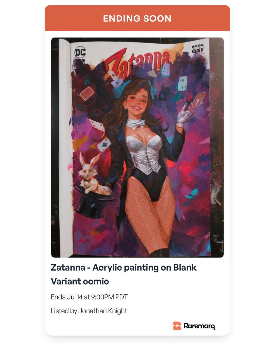raremarq's tweet image. Last chance to bid on this stunning original Zatanna sketch cover, hand-painted in acrylics by the talented Jonathan Knight!
🕔 Auction ends today, July 14, 2025 at 9pm PDT — don’t miss out!
raremarq.com/auctions/zatan…
#zatanna #dccomics #sketchcover #acrylic