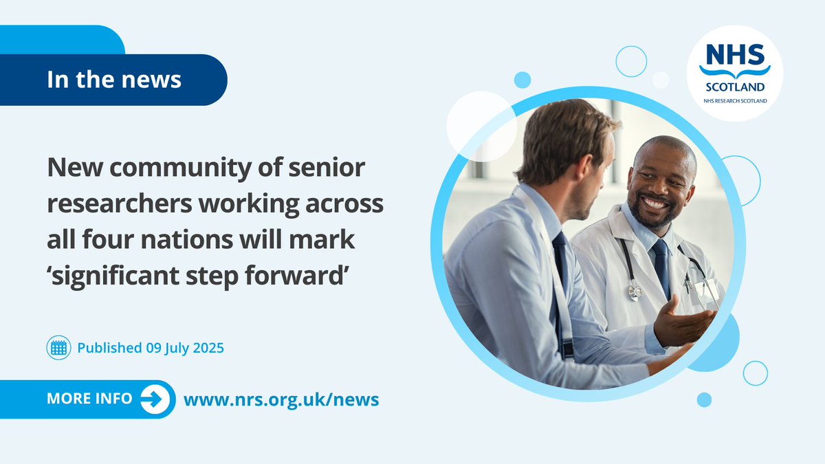 NHS Research Scotland (@nhsresearchscot) on Twitter photo Plans for senior UK researchers working across existing four nations schemes to unite as a community have been called a ‘significant step forward’ by <a href="/CSO_Scotland/">CSO(Health)Scotland</a>.
Read the full story 🔗 nhsresearchscotland.org.uk/news/new-commu… Plans for senior UK researchers working across existing four nations schemes to unite as a community have been called a ‘significant step forward’ by <a href="/CSO_Scotland/">CSO(Health)Scotland</a>.
Read the full story 🔗 nhsresearchscotland.org.uk/news/new-commu…