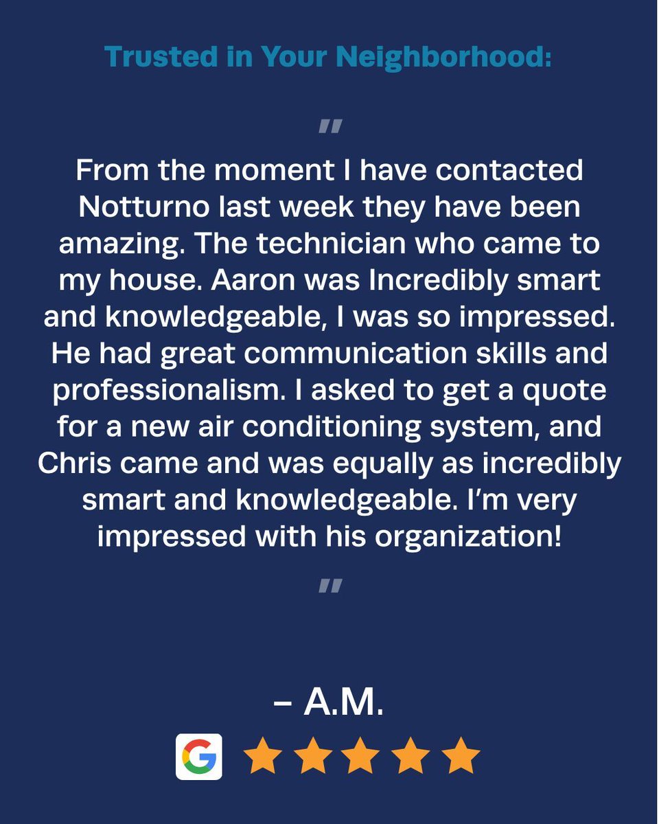 NotturnoHome's tweet image. We are so happy to hear great feedback from our customers! To experience top-notch service, call 508-306-8625 today.

#CompleteHomeComfortCompany #NotturnoHomeServices #AC #HomeMaintenance #HVAC #TeamNotturno #NotturnoQuality #minisplits #summersavings #airconditioning