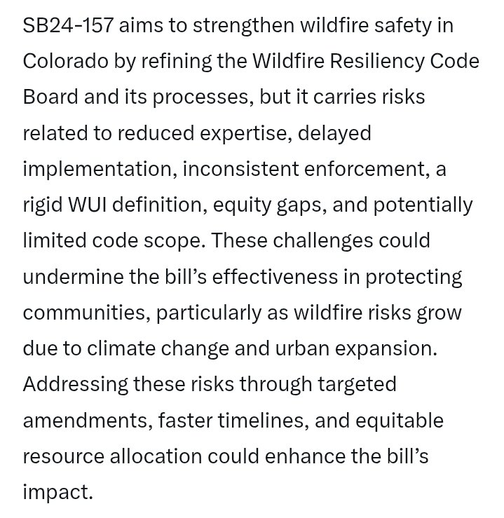 DebA1971432's tweet image. #EnoughIsEnough #ReclaimColorado
#copolitics
It will not protect communities sufficiently, Is this Jared's next California idea for Colorado. 🙄

 Reduced expertise.. delayed implemention... Inconsistent enforcement... 
"Refining" Wildfire Resiliency? 
#DontCaliforniaMyColorado