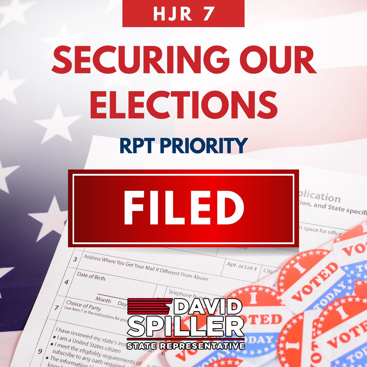 DavidSpillerTX's tweet image. I’ve officially filed #HJR7 for the special session to restore the Attorney General’s authority to prosecute election crimes in Texas. Texans deserve secure and transparent elections — and that starts with strong enforcement. #txlege