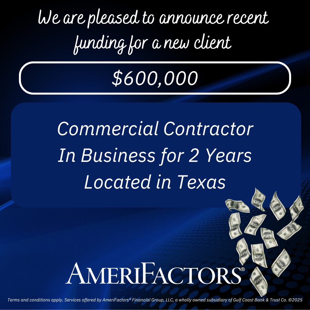 AmeriFactors's tweet image. AmeriFactors provides fast funding. Contact us for a free quote. AmeriFactors.com
#businessfunding #accountsreceivablefinancing #cashflow #fastfunding #loanalternative #factoring #workingcapital #success #amerifactors