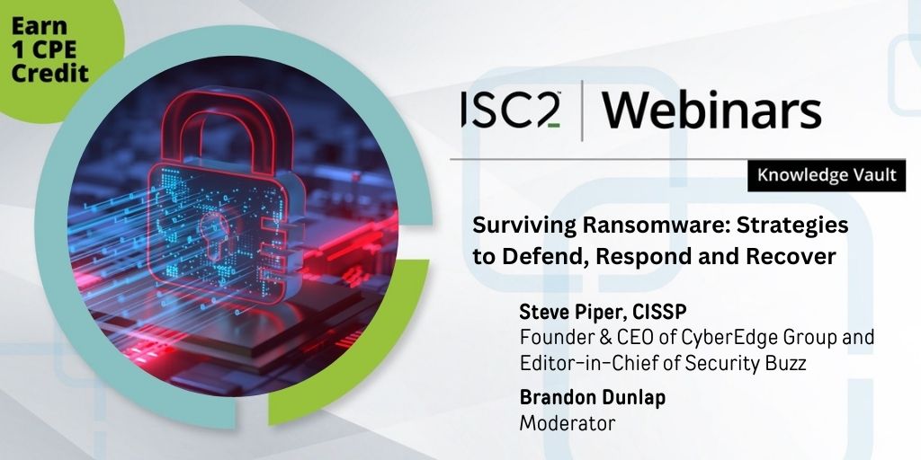 FREE webinar - Wednesday, July 23 at 1 pm ET 

Join Steve Piper, CEO of CyberEdge, as he provides a deep dive into strategies that can help organizations effectively navigate the ransomware threat lifecycle. 

Register now: ow.ly/zo8G50Wno5w  

#CISSP