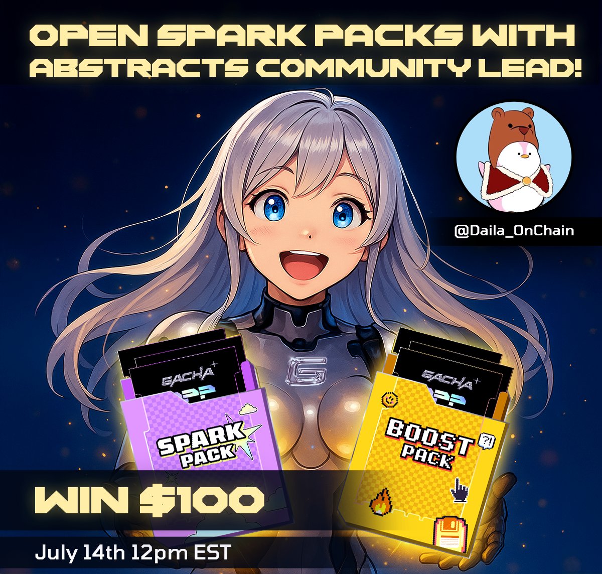 $100 GIVEAWAY AND LIVESTREAM ✧

Join <a href="/Daila_OnChain/">Daila</a> in one hour.

Ready for our new card packs?