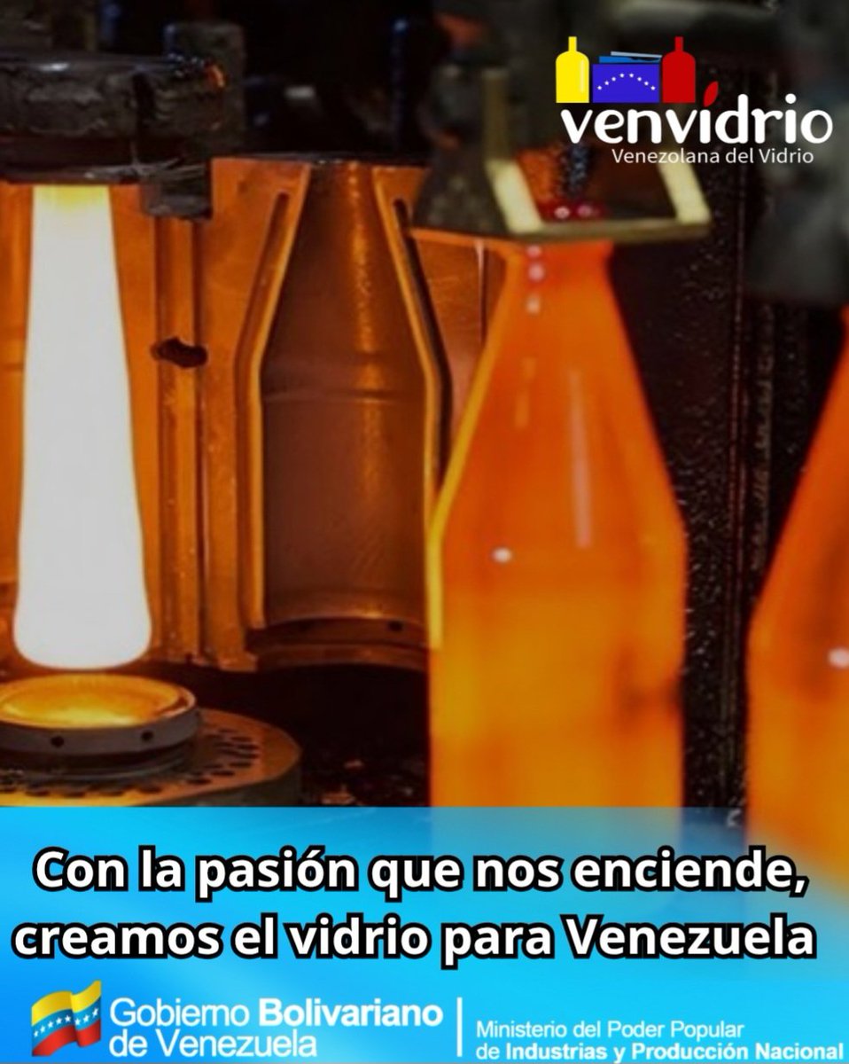 Venvidrio🫙||Transformamos la materia prima con el fuego de nuestro compromiso. Con la pasión que nos enciende, creamos el vidrio para Venezuela, envases de calidad que impulsan nuestra industria y acompañan a cada hogar venezolano.<a href="/MPPIPNVEN/">MPPIPN</a>