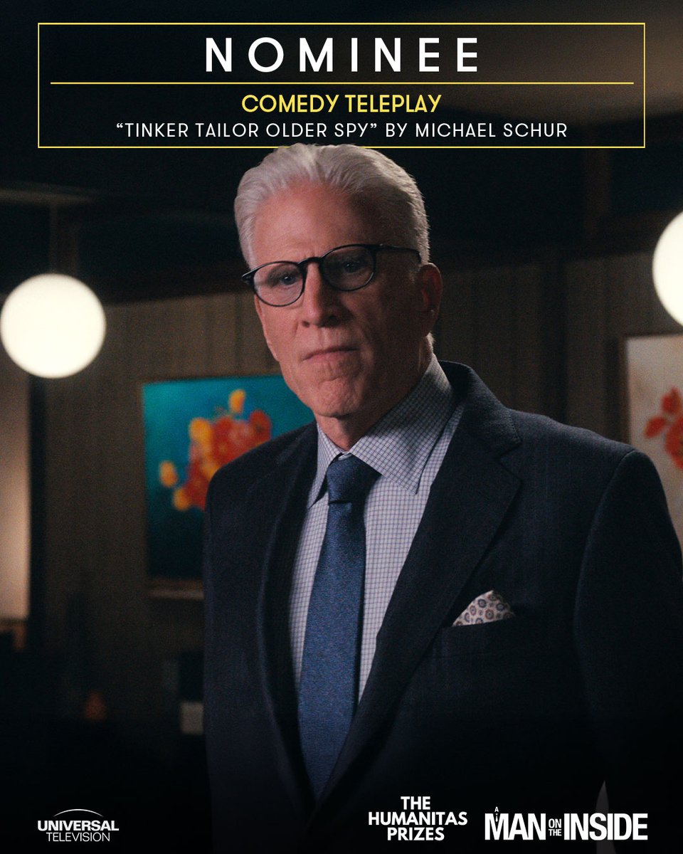 UniversalTV's tweet image. 👏 Huge congrats to #MichaelSchur on his 2025 #HumanitasPrize nomination in Comedy Teleplay for #AManontheInside: “Tinker Tailor Older Spy” — a win for heart and humor! 🕵️♂️🎉