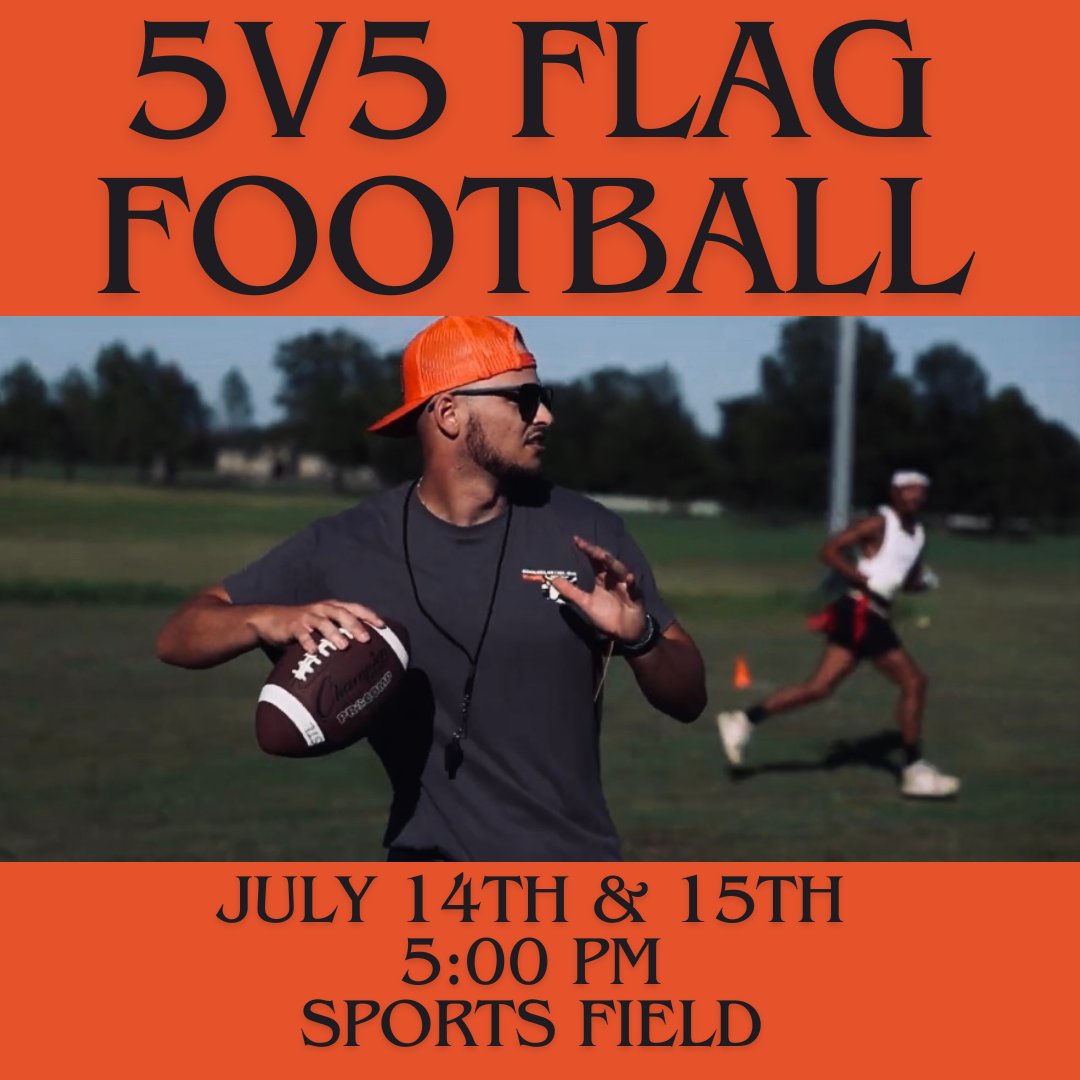 Stop by the Sports Field today and tomorrow for 5V5 flag football!

#OSUIT #StudentLife #IntramuralSports #Health #Wellness #CampusActivities #CampusLife #FreeStudentEvent