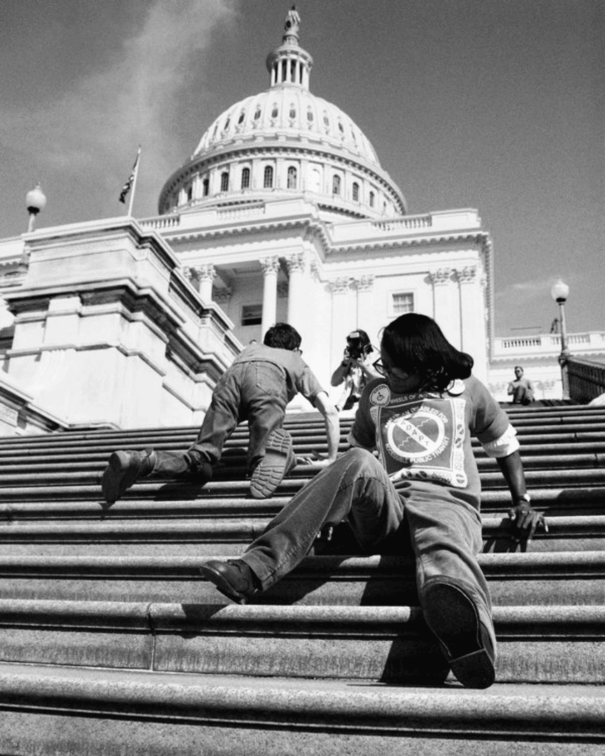 CalEndow's tweet image. The struggle for Disability Rights were always hard fought, from the Capitol Crawl to protests for bus accessibility. We honor their contributions to our communities and say: Nothing about us, without us!
