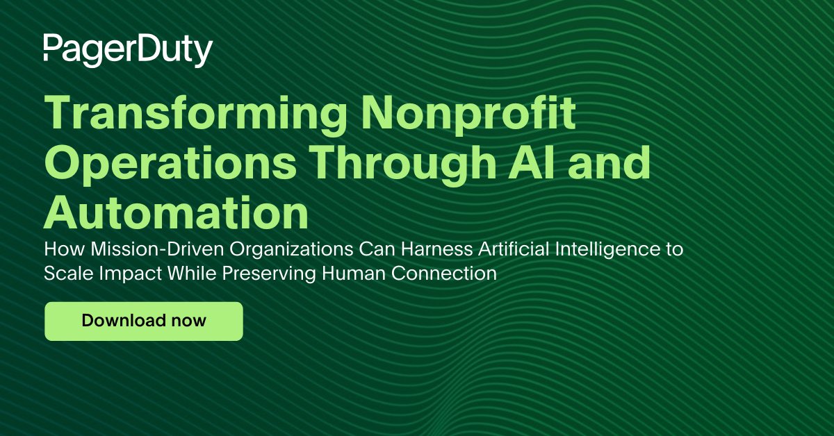 pagerduty's tweet image. AI is transforming the way nonprofits operate by streamlining workflows, enhancing decision-making, and maximizing operational impact. Our new resource walks through the steps organizations can take towards AI readiness, with practical tips and ethical considerations for…