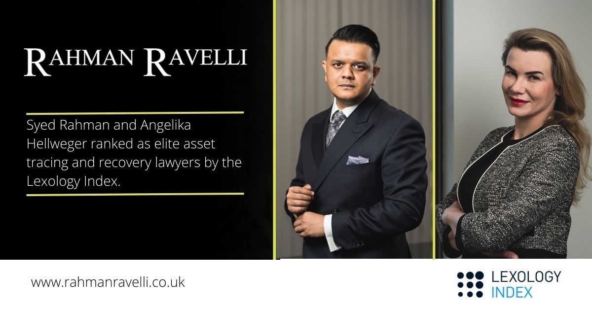 RahmanRavelli's tweet photo. We’re pleased to share that Syed Rahman and Angelika Hellweger have been recognised in the newly published Lexology Index as part of the global elite of asset recovery specialists.

To see the full Index click here 👉 https://t.co/XkGsVQQBDr https://t.co/yfrJSMMS5m