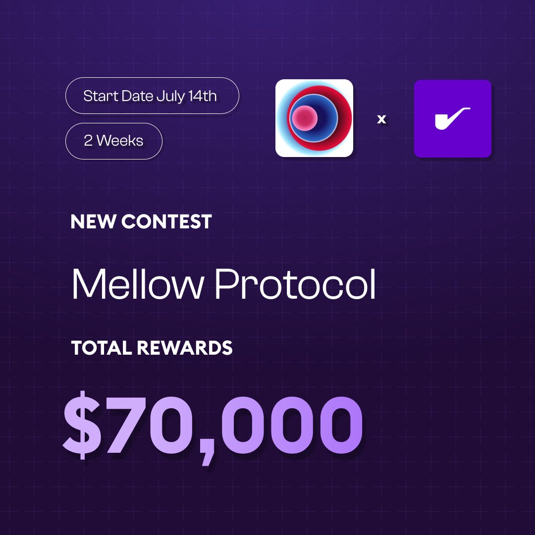 sherlockdefi's tweet image. ‼️The @mellowprotocol Mellow Flexible Vaults contest is now live!

And as an added bonus, they have expanded the total rewards pool to $70,000!