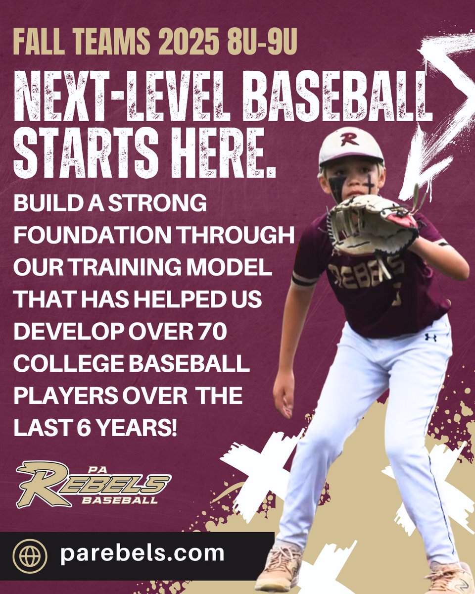 Build a strong foundation with the PA Rebels—our proven training model has helped develop over 70 college baseball players in just the last 6 years.
Start your journey with a program built on development, community, and a love for the game. 
#YouthBaseball #PlayerDevelopment