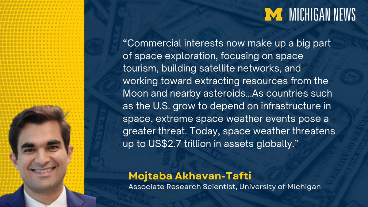 UMichiganNews's tweet image. According to Mojtaba Akhavan-Tafti, an Associate Research Scientist @UMich, spacecraft equipped with a solar sail could deliver earlier warnings of space weather threats to Earth’s technologies. Learn more via the Conversation: theconversation.com/spacecraft-equ…
