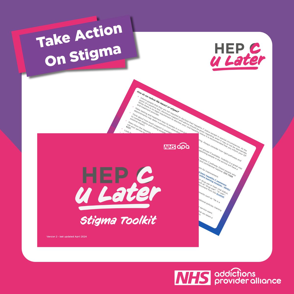 Hep C U Later (@hepc_u_later) on Twitter photo There are many ways to take action on stigma. Check out the #HepCULater Stigma Toolkit to understand more and learn about practical ways you can help: orlo.uk/fzRFi
#HepCULater #WeAreNHS #StigmaKills <a href="/NHS_APA/">NHS Addictions Provider Alliance</a> <a href="/DeanneBurch10/">Deanne Burch</a> There are many ways to take action on stigma. Check out the #HepCULater Stigma Toolkit to understand more and learn about practical ways you can help: orlo.uk/fzRFi
#HepCULater #WeAreNHS #StigmaKills <a href="/NHS_APA/">NHS Addictions Provider Alliance</a> <a href="/DeanneBurch10/">Deanne Burch</a>