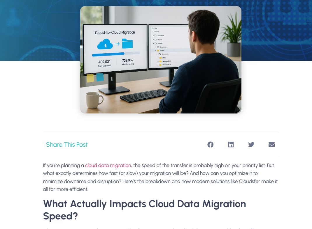 Cloud migration taking forever?
Here’s what might be slowing it down
- Too many files and folders: 
- Deep folder structures:

See how Cloudsfer solves it
cloudsfer.com/blog/what-affe…