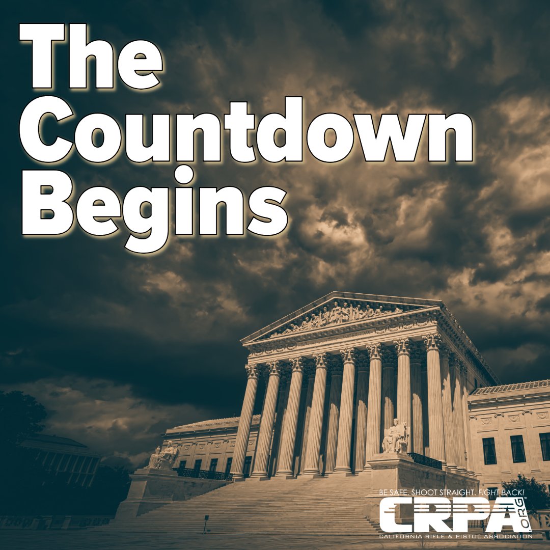 CRPAnews's tweet image. It begins. #CountdownToDuncan starts now.
Later this week, CRPA will formally ask the U.S. Supreme Court to hear Duncan v. Bonta — our fight to overturn CA’s unconstitutional magazine ban.
Stay tuned all week for updates and stories.
#2A #CRPA #SCOTUS #DuncanVBonta