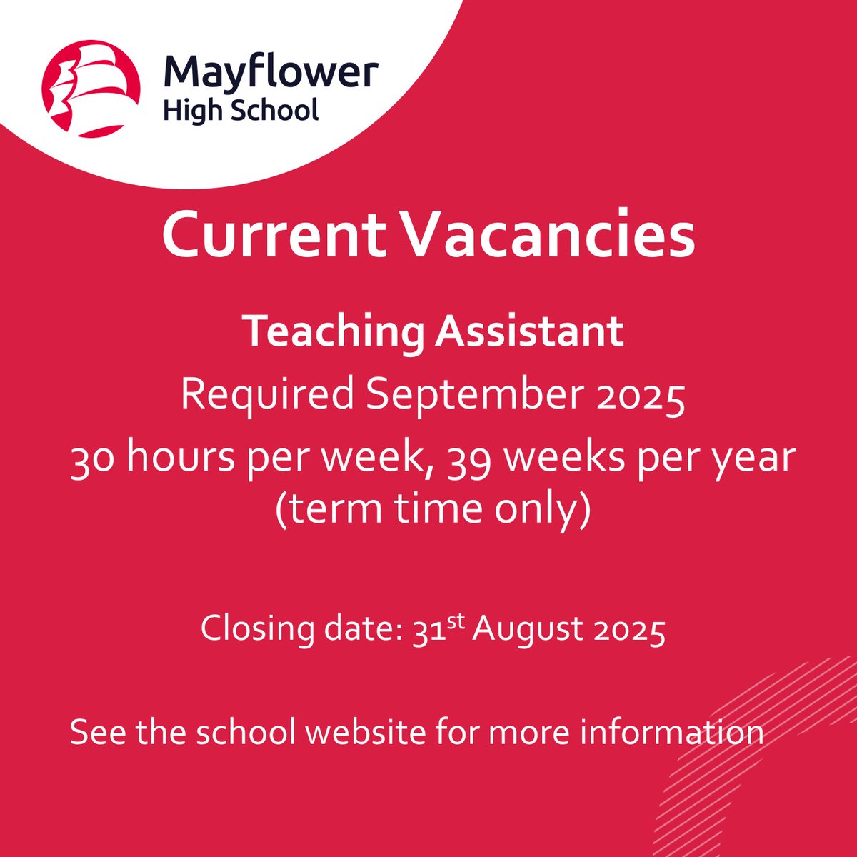 Current Vacancies 
mayflowerhigh.essex.sch.uk/vacancies-2/