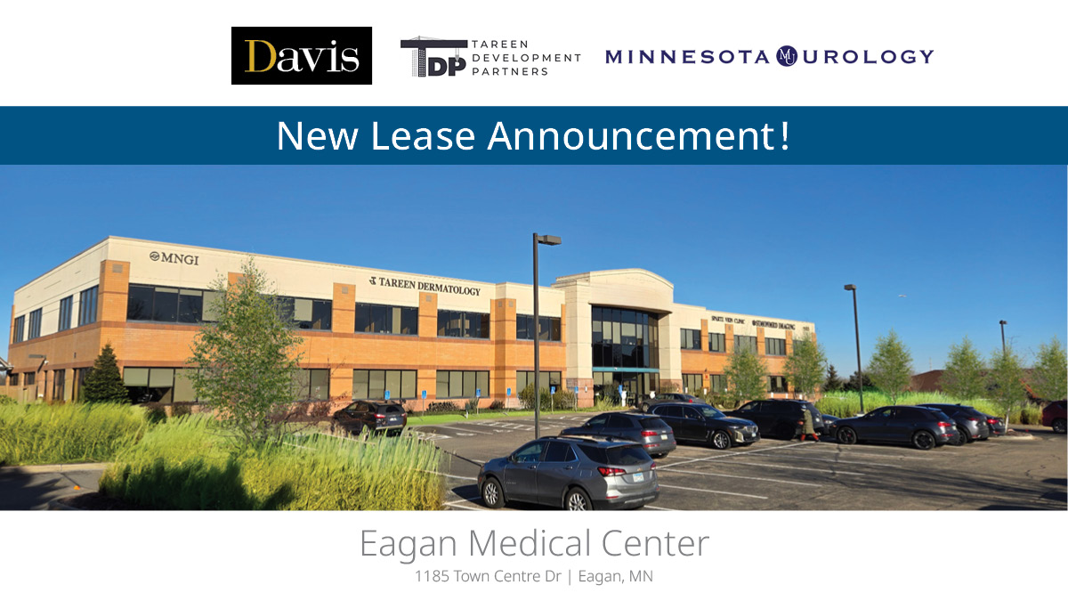 Davis (@davishre) on Twitter photo Davis and Tareen Development Partners are excited to announce a new lease in Eagan Medical Center with Minnesota Urology!
We have 2 spaces for lease, please contact Anne Madyun (amadyun@davishre.com) for details.
#DavisDifference #MedicalBuilding #Leasing Davis and Tareen Development Partners are excited to announce a new lease in Eagan Medical Center with Minnesota Urology!
We have 2 spaces for lease, please contact Anne Madyun (amadyun@davishre.com) for details.
#DavisDifference #MedicalBuilding #Leasing