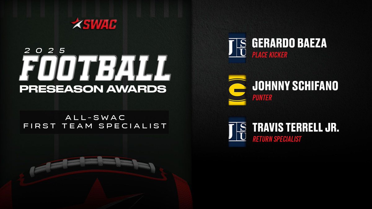 2025 SWAC Football All-SWAC First Team Specialist 🏈 

#SWACFB | #BuildingChampionsForLife