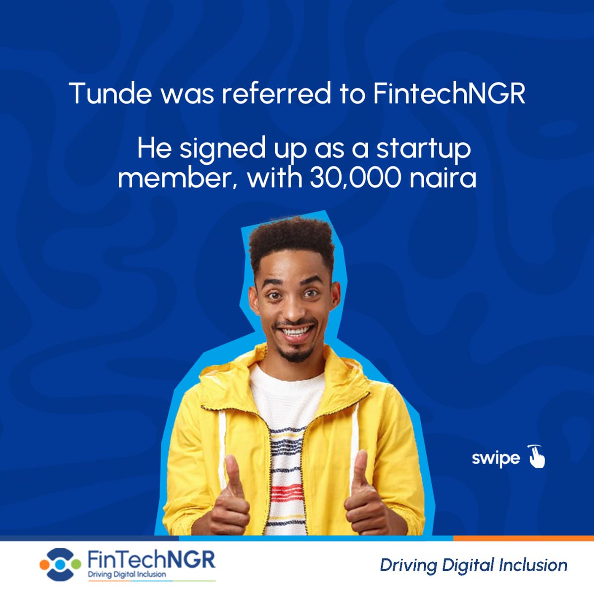 fintechngr's tweet image. Are you a startup founder like Tunde? or do you know any Tunde?

Join FintechNGR community today and take your startup to the next level.

Join here: fintechng.org
#fintechNGR #notforprofit #NGO #fintechnigeria