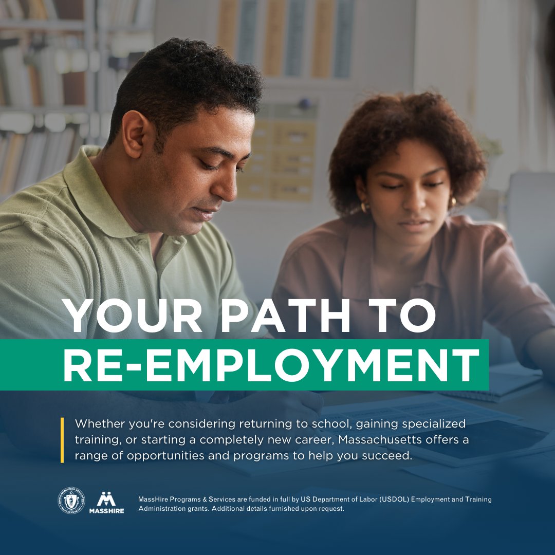 MassLWD's tweet image. Career support is just a click away. Visit mass.gov/CareerCenters to get started.