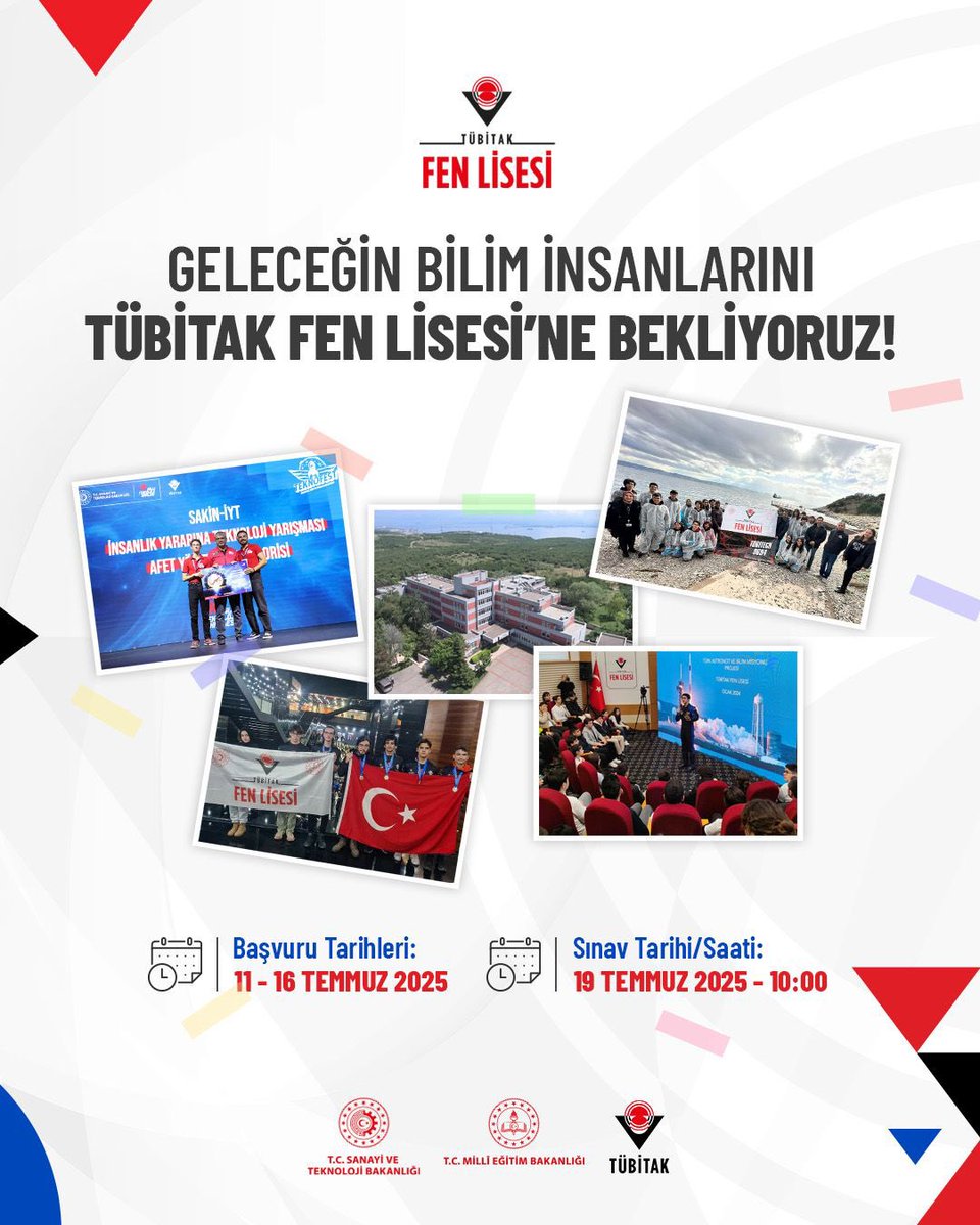 👩‍🔬👨‍💻 Yarınları bilim ve teknoloji ile inşa etmek ve araştırmayı yaşam biçimi haline getirmek isteyen gençlerimiz; bu davet size!  

🏫🔬 @tubitak Gebze Yerleşkemizde yer alan TÜBİTAK Fen Lisemizde laboratuvar destekli, proje temelli ve araştırma odaklı bir eğitim modelini