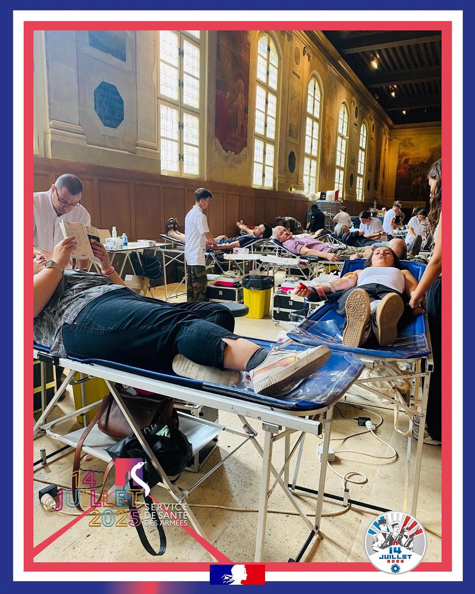 santearmees's tweet photo. 🩸Chaque #14Juillet, le Centre de transfusion sanguine des #armées organise une collecte de sang aux Invalides pour soutenir les armées
🎉 L’édition 2025 marque les 80 ans du #CTSA
💬 « Je donne chaque année depuis 11 ans. En tant qu’ex-militaire, c’est fondamental.»
#dondusang https://t.co/zOp0PtEp7b