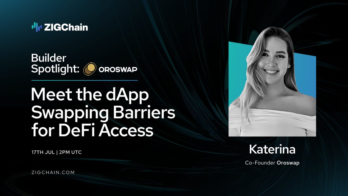 🔁@Oroswap is bringing swaps to ZIGChain with speed, simplicity, and user access at its core.

This Thursday, we sit down with the team behind the next-gen DEX powering ZIGChain.

📅 Thursday | 🕒 2PM UTC
🎙️ Builder’s Spotlight: Oroswap with <a href="/katerinaviko/">Katerina</a> 
📍 Live on X

Got