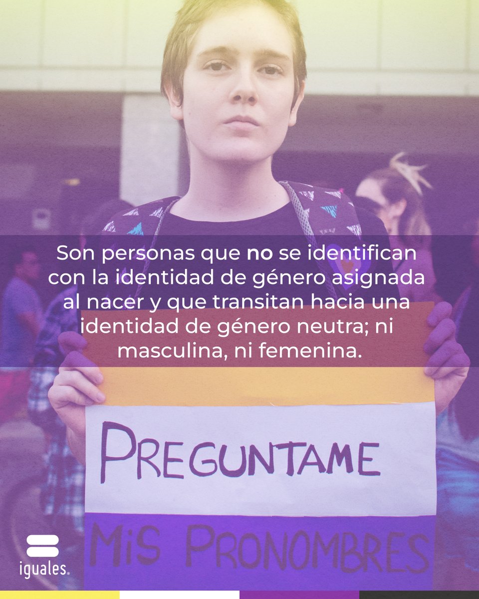 🌟Día internacional de las personas no binarias.

Una persona no binaria no se identifica con la identidad de género asignada al nacer, por lo tanto transita hacia una identidad de género neutra; ni masculina, ni femenina.

💛🤍💜🖤