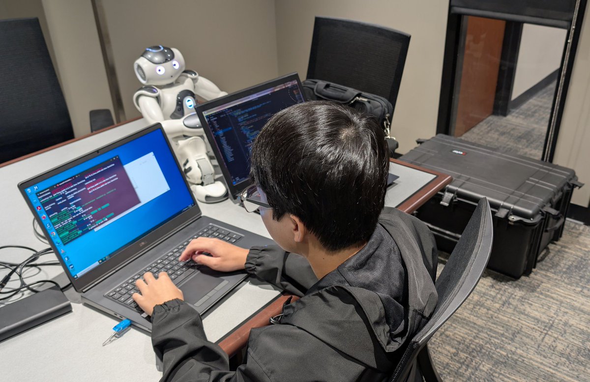 Andrew Pham, incoming #PLTW #POE sophomore, is spending a little time experimenting with our NAO robot.  The quest/learning continues!  If you have any interest in robotics, #MooreNorman #Engineering has you covered!