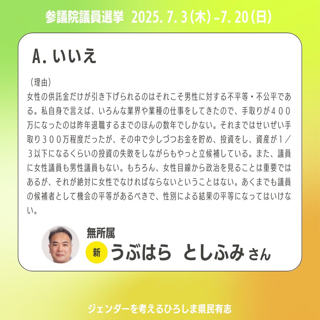 ジェンダーを考えるひろしま県民有志 tweet media