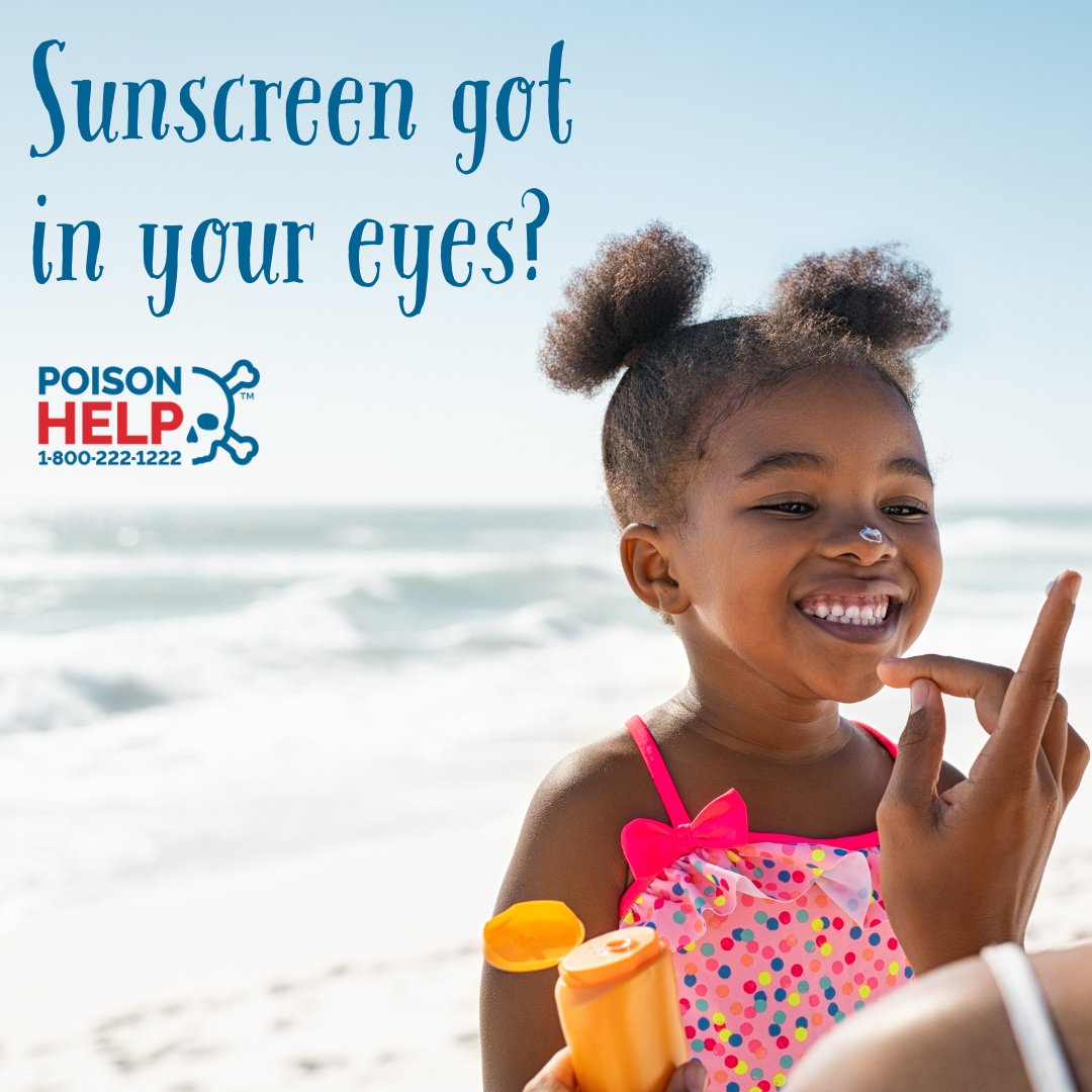 Ouch, sunscreen in the eye can cause irritation!
✔ Rinse eyes gently with clean, lukewarm water for 15–20 mins
✔ Remove contact lenses if you wear them
❌Don’t rub the eyes - it can make irritation worse
📞1-800-222-1222 If discomfort continues, call the 24/7 #PoisonHelp line