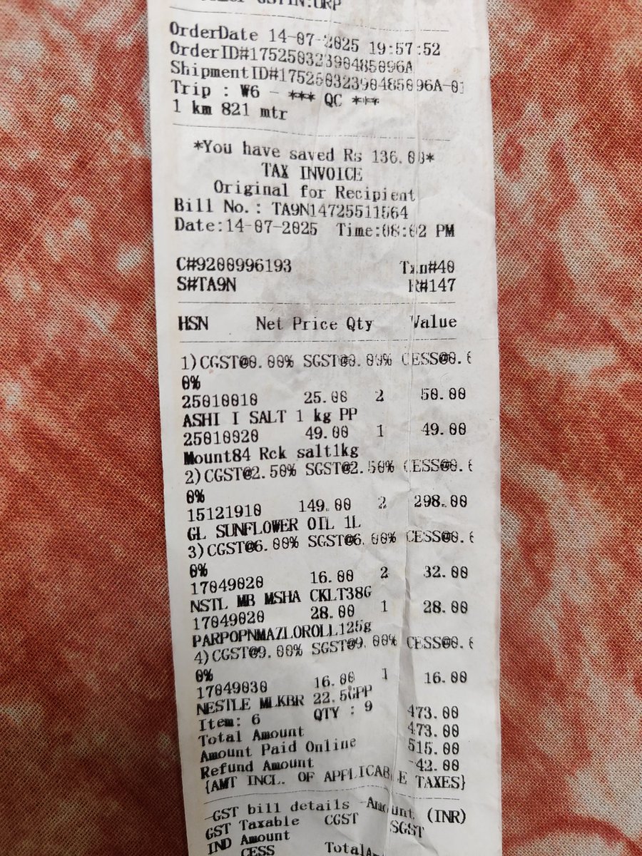 sayandas2503's tweet image. Item no 3 &amp;amp; 4 mentioned on the bill is missing at the time of delivery @JioMart_Support