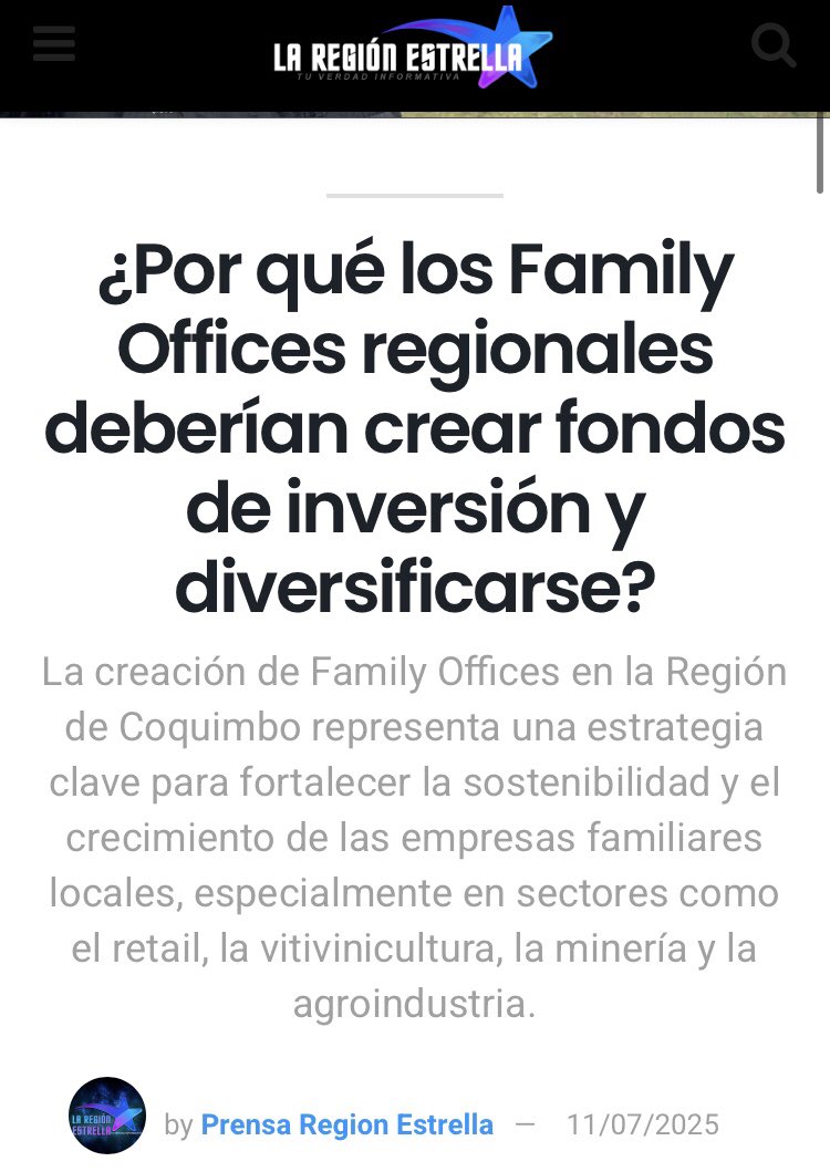 ¿Por qué los #FamilyOffices regionales deberían crear fondos de inversión y diversificarse? cc <a href="/andeswines/">AndesWines.com</a> <a href="/amixtech/">AmixTech</a> 
laregionestrella.cl/por-que-los-fa…