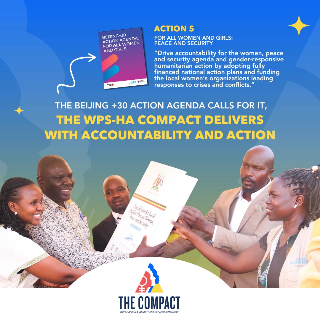 WPSHACompact's tweet image. The #Beijing30 Action Agenda calls for funding &amp;amp; accountability to ensure peace &amp;amp; security #ForALLWomenAndGirls.

For 4 years, the WPS-HA Compact has answered that call, w/Signatories supporting NAP implementation &amp;amp; providing funding for local women to address conflicts &amp;amp; crises.