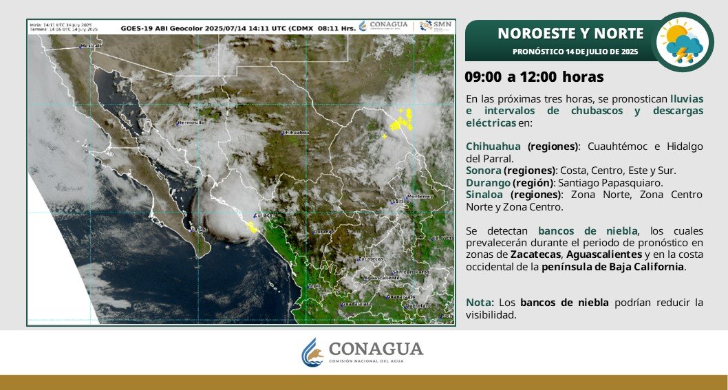 conagua_clima's tweet photo. #PronósticoDelTiempo en regiones del norte, noroeste y noreste de #México. https://t.co/XLt5y5SztL