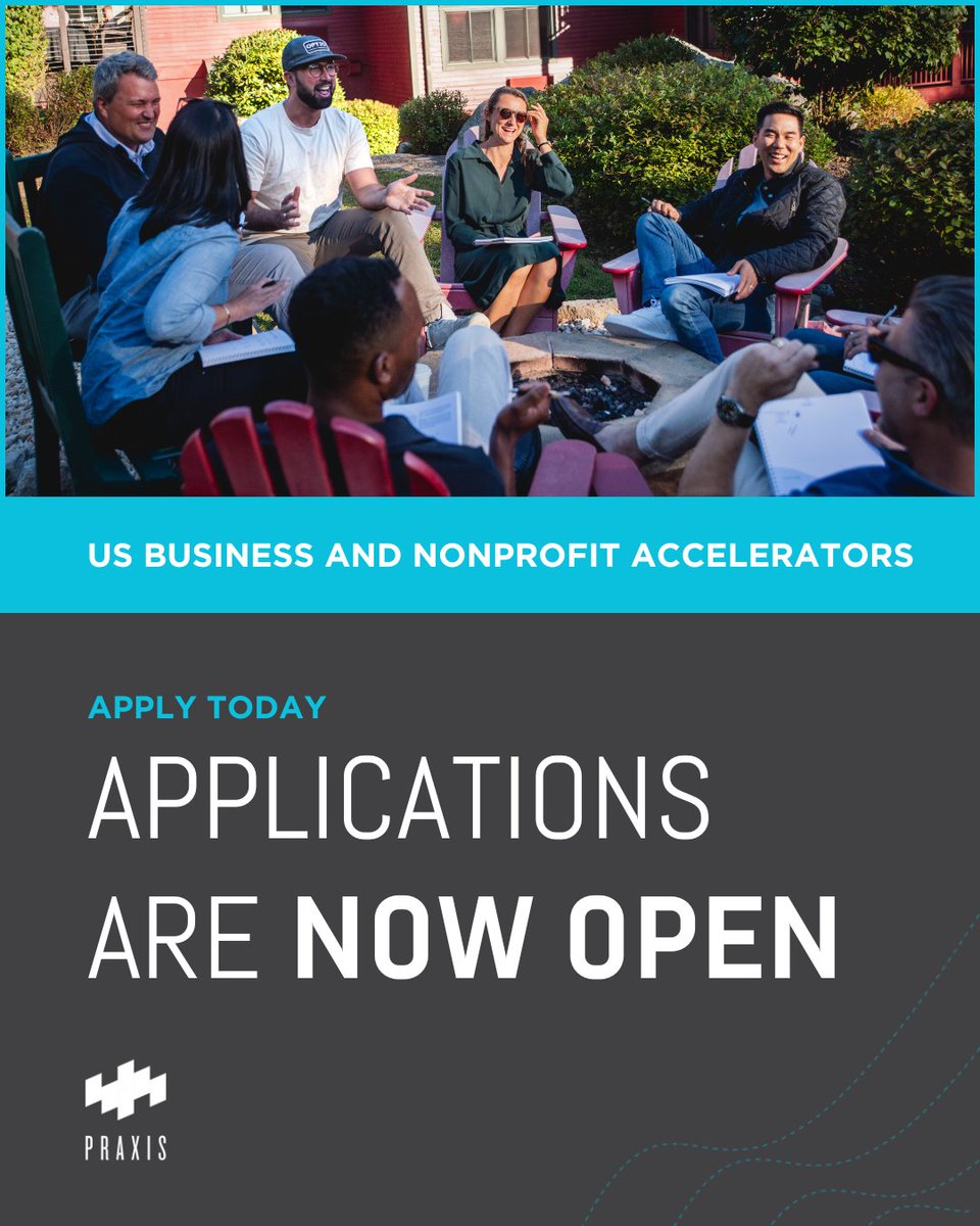 US Business and Nonprofit Accelerator applications are open.

Our Accelerators offer:

+ World-class mentorship.
+  Peer community.
+  Values-aligned capital.
+  Spiritual formation.
+  A framework that changes everything.

Apply now: praxis.co/accelerators