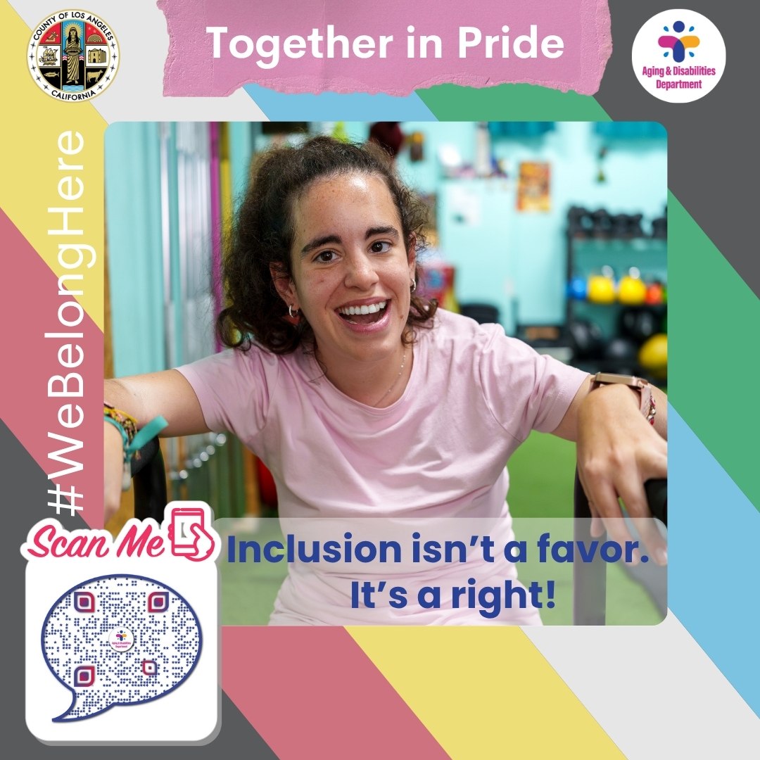 💬 Want to support #DisabilityPride year-round? Start here:
✅ Learn from people with disabilities
✅ Challenge ableism
✅ Use accessible language/media
✅ Include older adults with disabilities

Inclusion isn’t a trend — it’s a right.

#WeBelongHere #TogetherInPride #LACountyAD